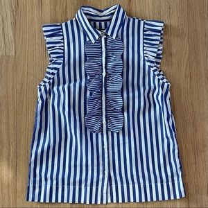 J. Crew Ruffle Cotton Poplin Top in Mixy Stripe